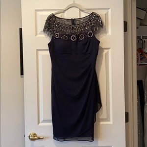 Lord & Taylor Dark Navy Beaded Dress